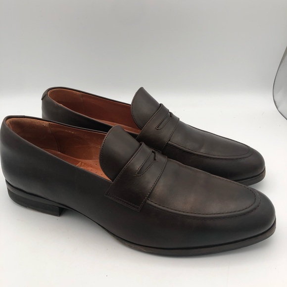 Wolf & Shepherd Men Size 10.5 Dark Brown Leather Penny Loafers Shoe
